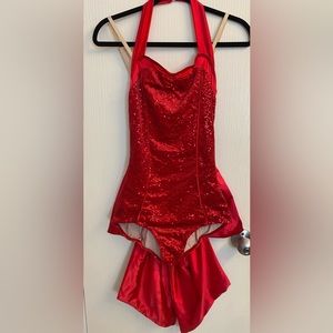 Weissman Red Sequin with Bow on the back Jazz Musical Theater Costume